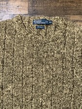 Polo Ralph Lauren Sweater Mens Large Green Chunky Knit Crewneck Pullover