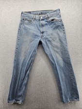 Vintage Levis 501 Jeans Mens 34x30 Blue Light Wash Denim Button Fly Made USA