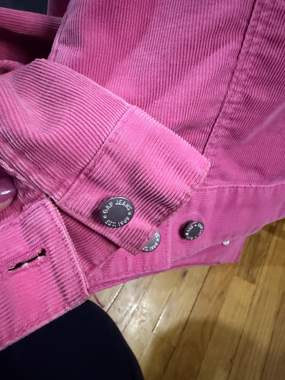 Gap Pink Collared Button Pocket Short Basic Jacke… - image 4