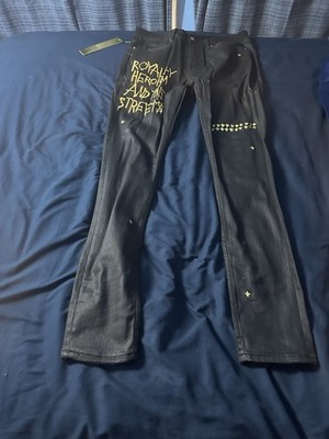 Black And Gold Wax Ksubi Jeans Size 33 100%Authentic New Rare In Size