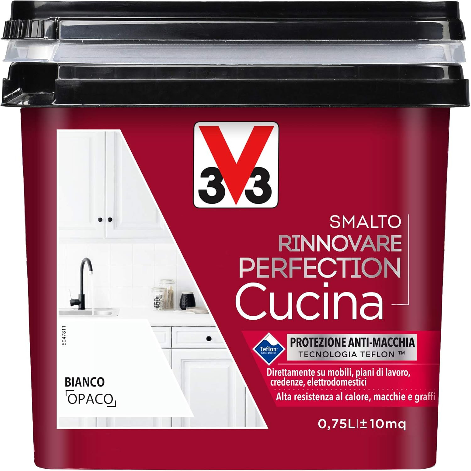 V33 Smalto Bianco Opaco Cucina 0,75 L - Rinnovo Rapido Mobili