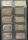 (10) Vintage Ohio Precious Metals OPM 1 Ounce Silver Bars .999