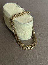 Gold Plated Flat Spiga Chain Bracelet 8 Inch Length with Clasp
