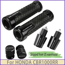 3PCS Black For HONDA CBR1000RR Motorcycle Handlebar Grips Bar End Cap Tire Valve