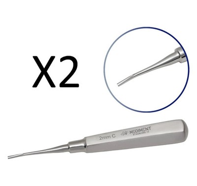 2 Stück 2 mm gebogene Spitze Zahn Wurzel Zahn Elevator Pick Edelstahl