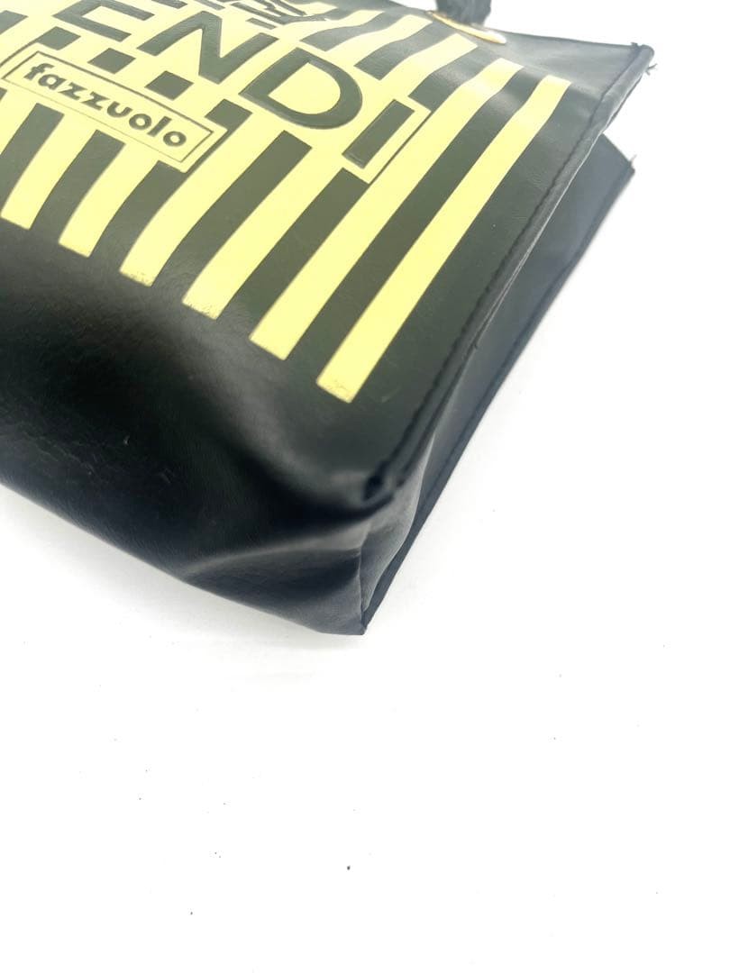 Fendi Mini Handbag Black Nylon Stripe Gold Ring Authentic Excellent Condition — image 9