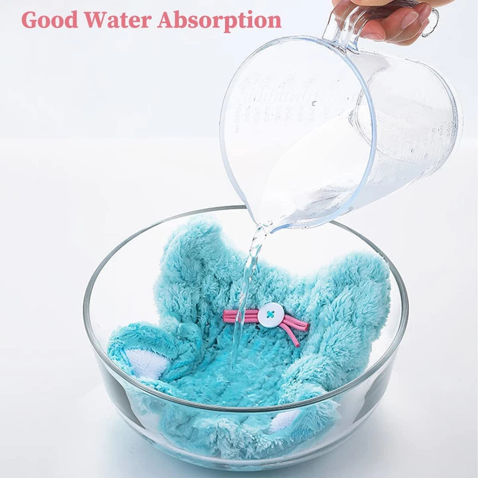 Envoltura de toalla de secado rápido de microfibra 2 piezas para niños niñas niños envoltura de toalla de cabello C... Foto 2 de 4