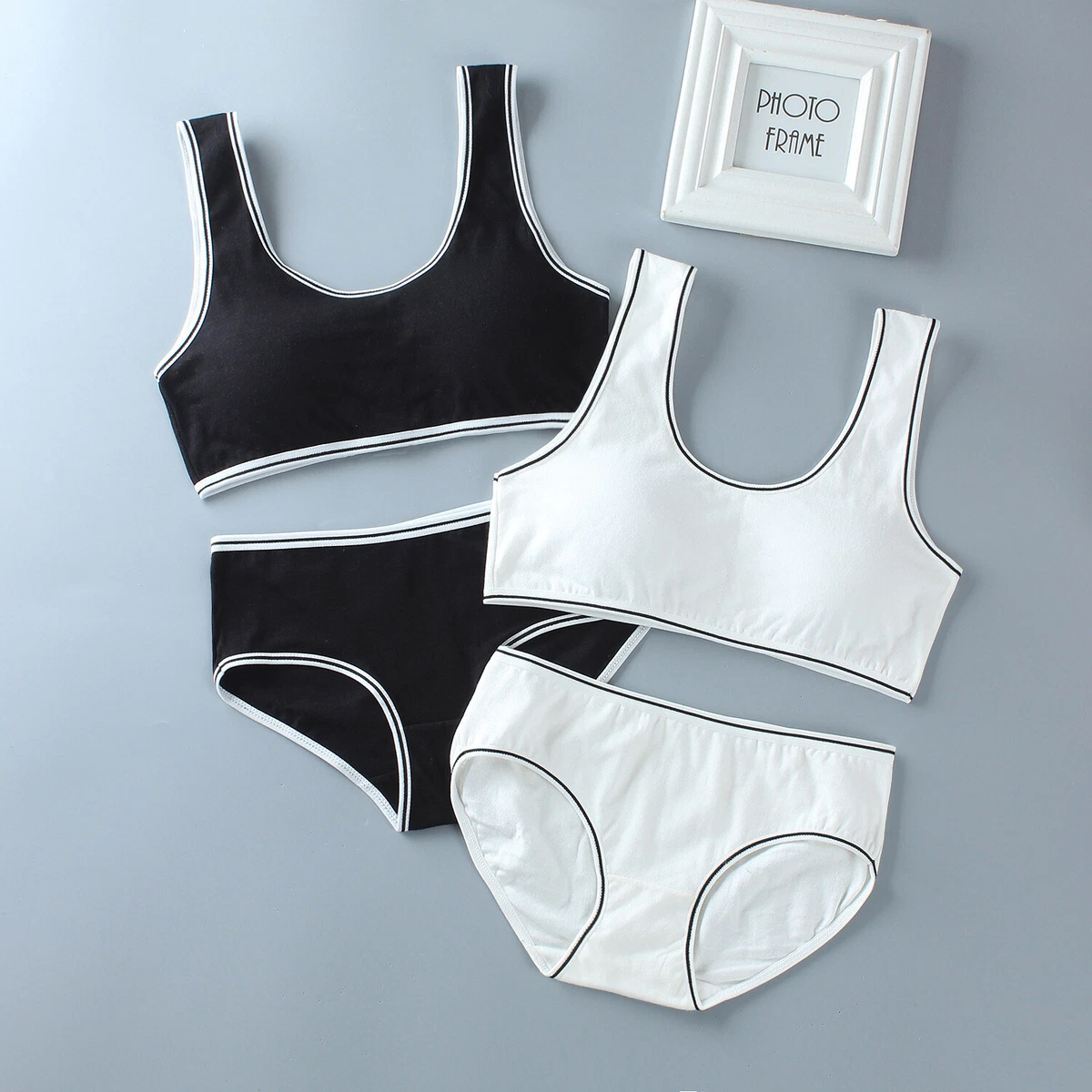 Girl Bra Crop Top Brief Underwear Set Cotton Vest Sports Teenage