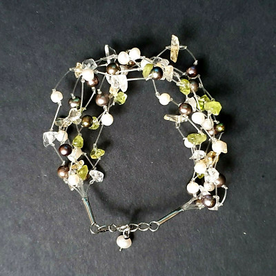Vintage EINZIGARTIGES WUNDERSCHÖNES SÜSSWASSERPERLEN ARMBAND MIT SILBERELEMENTEN