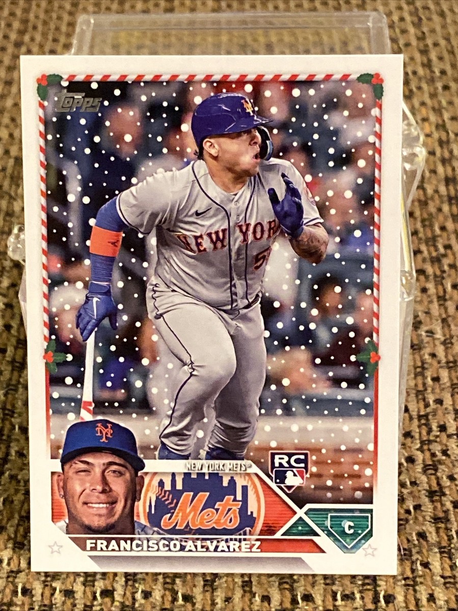 rare 2023 topps baseball cards 2023 Topps Holiday Baseball Francisco Alvarez Rare SP Variation RC Code 515