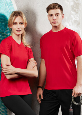 Biz Collection Ladies Sprint Casual Tee Shirt Raglan Armhole Crewneck Breathable
