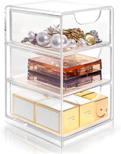 Small Desk Organizer with Drawer, Desktop Organization for Office Supplies, Jewe