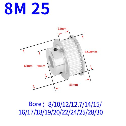 HTD-8M 12T-60T Timing Belt Pulley Pitch 8mm BF-type CNC Drive Pulleys Width 32mm - Picture 15 of 22
