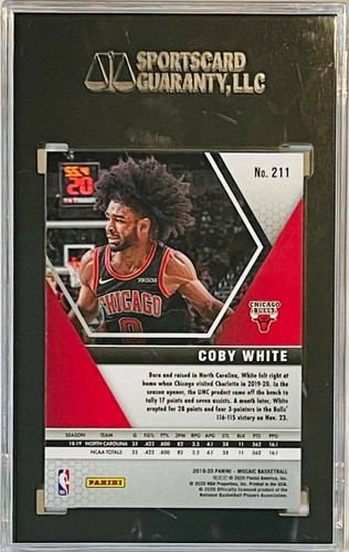 Tarjeta de baloncesto Coby White Rookie 2019-20 Panini Mosaic SGC 9,5 CHICAGO BULLS RC - Imagen 2 de 2