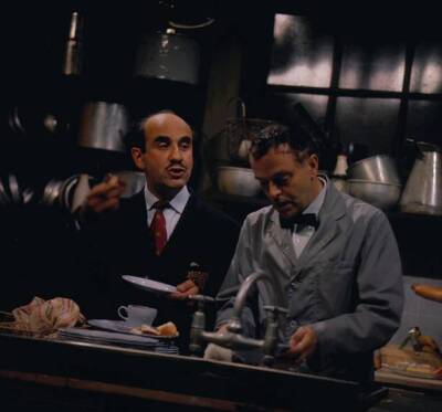 Actor Warren Mitchell with Welsh actor Kenneth Griffith in a scen- Old Photo