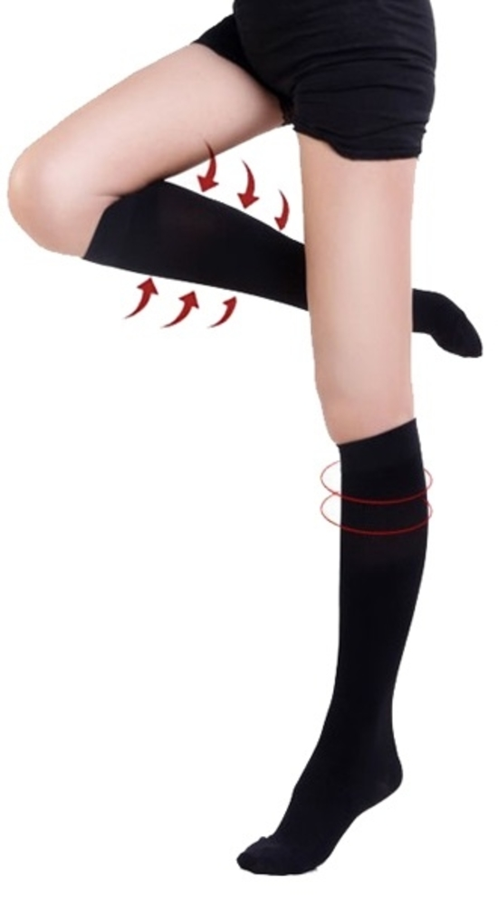 1 Pair Queen Size Compression Socks for Women Black Sleek Graduated