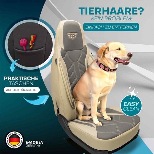 Fundas de asiento de cuero para autocaravana piloto adecuadas para Hartman 102 (gris-beige) - Imagen 11 de 12