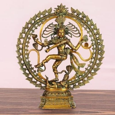 Messingmetall Natraj Idol Murti Om Nataraja Idiol große Shiva Natraj Statue...