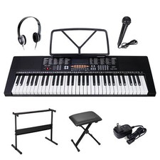 Electric Keyboard Piano Digital 61 Key Music Organ with Microphone Stand  Stool