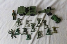 Vintage Toy Soldiers Army Men Lot JEEP CANNON Tim-Mee Toys Aurora IL Vintage VTG