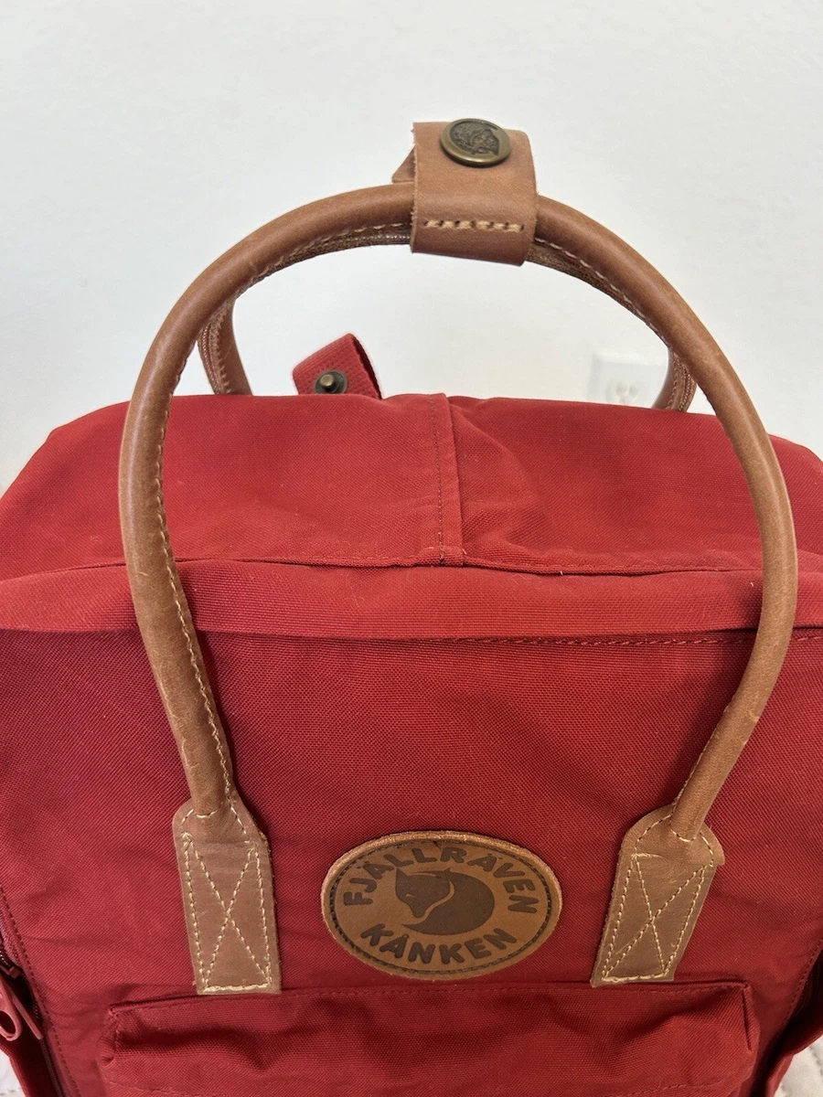 Fjallraven Kanken No. 2 Bag pack Deep Red Leather Straps Style