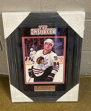 Bob Probert Signed Framed Chicago Blackhawks Bloody 8x10 Photo JSA COA