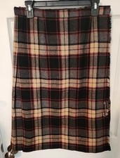 Womans James Pringle black red gray brown wool kilt 30" waist