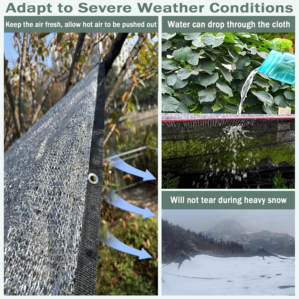 Heavy Duty Aluminum Foil Shade Cloth - 90-95% Sun Block, 10ft X 12ft With Grommets, Garden & Pet Shade - View #5
