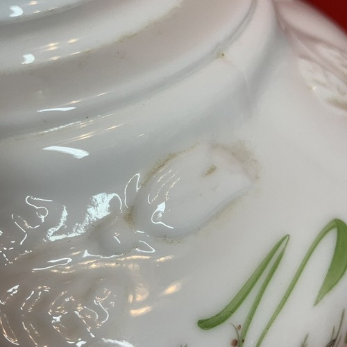 Painted Floral 3 Way Lamp White Milk Glass Base/Gone With The Wind /No Top Globe - Bild 11 von 21