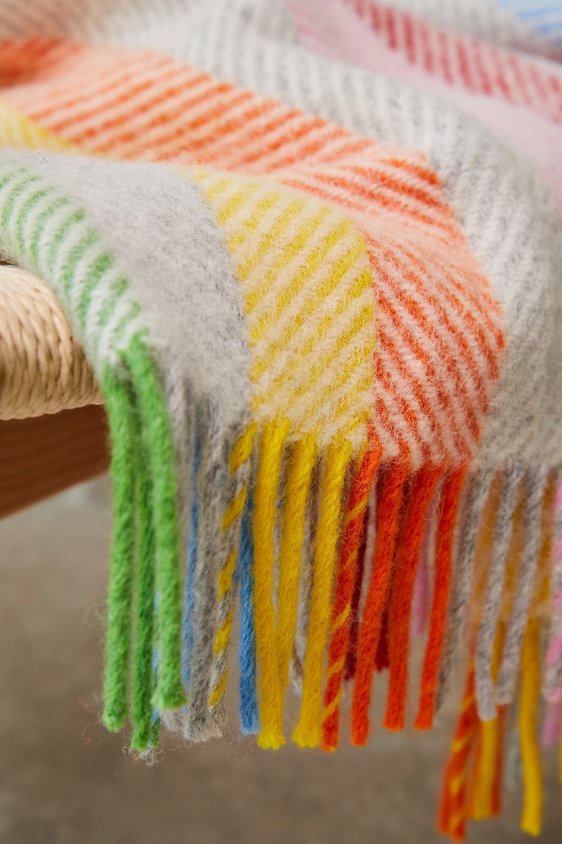 TWEEDMILL TEXTILES 100% Wool Throw Blanket BRITISH RAINBOW GREY