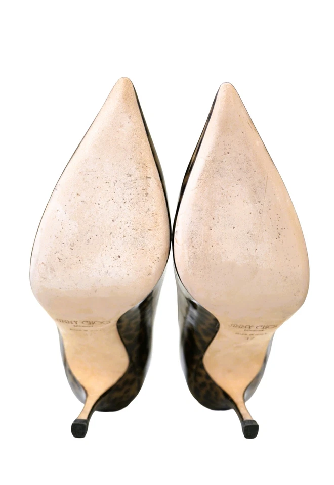 Zapatos de salón Jimmy Choo 37 charol leopardo punta 6,5 USADOS UNA VEZ Foto 3 de 4