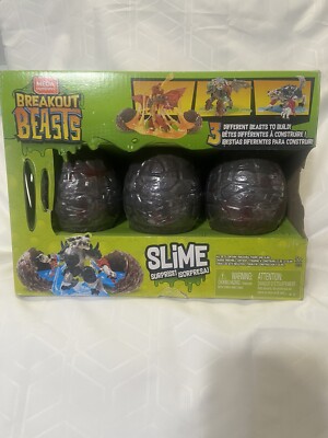 Mega Construx Breakout Beasts Slime Surprise! Exclusive 3-Pack Set Green  Box