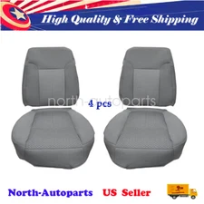 For 2011 2012-2014 Ford F-150 Driver Passenger Top Bottom Cloth Seat Cover Gray