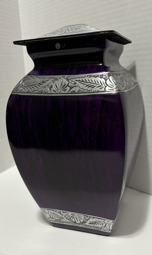 Large Cremation Urn Textured Purple 11" Open Box - Picture 2 of 16