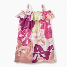NWT Tea Collection Ruffle Neck Dress Floral Tropical Size 4