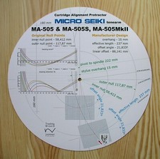 Micro Seiki MA-505 / MA-505S / MA-505MkII Tonearm Cartridge Alignment Protractor