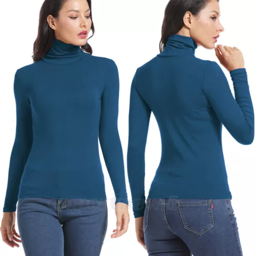 Women's Turtleneck Shirts Long Sleeve Basic Ribbed Knitted Top Lightweight S-3XL - Bild 10 von 17