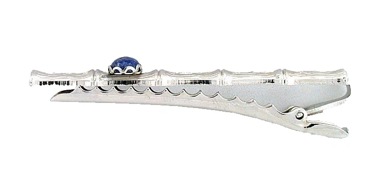 UNO - 2 3/5 PULGADAS NATURAL OVALADO LAPISLÁZULI PIEDRA PRECIOSA CORBATA CLIP BARRA EBS7693 Foto 2 de 2