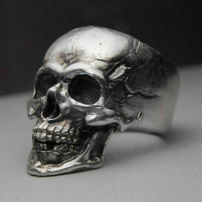 Gorgeous Heavy Men's Gothic Biker Skull Punk Fine Ring In 935 Argentium  Silver