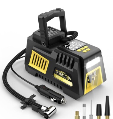 12V DC Portable Air Compressor Pump, Digital Tire Inflator LED Light Car Bike