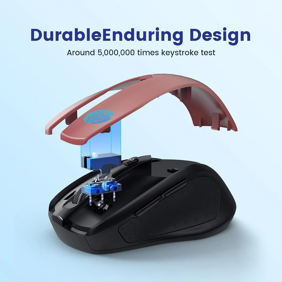 Portable Wireless Mouse, 2.4GHz with USB Receiver, Optical USB Computer Mice Red - Image 4 of 4