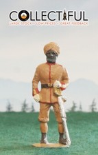VINTAGE LEAD FIGURE - INDIAN SIKH SOLDIER w/ SWORD - TAN - BRITAINS SIZE  1482