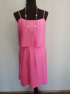 hot pink pleated dress