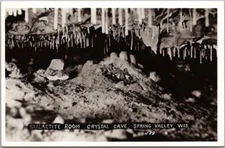 1940s SPRING VALLEY Wisconsin RPPC Photo Postcard "Stalactite Room CRYSTAL CAVE"