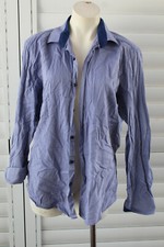    SIZE L TAROCASH BLUE COTTON CHECKERED PATTERN COLLARED BUTTON UP DRESS SHIRT