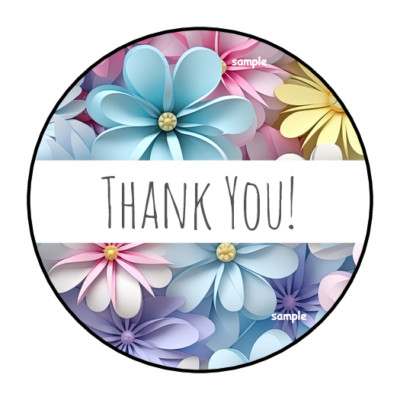 THANK YOU FLORAL STICKERS ENVELOPE SEALS LABELS 1.5