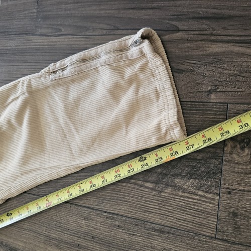 Women's We The Free People Corduroy Cream Pants Zip Leg Size 30 Measures 32" - Picture 7 of 12