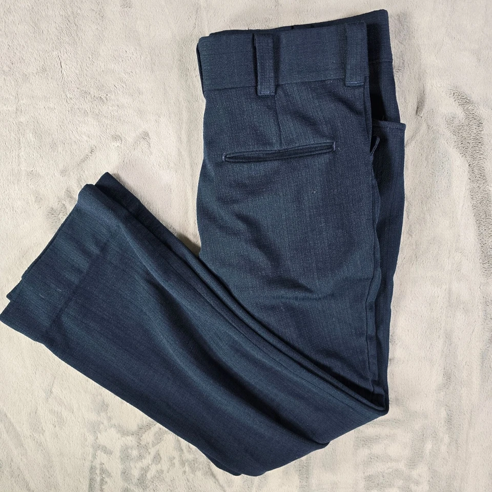 复古 20 世纪 70 年代 Waist-Watcher 蓝色 Talon 拉链男式正装长裤 (32x27) — 第 3/4 张图片