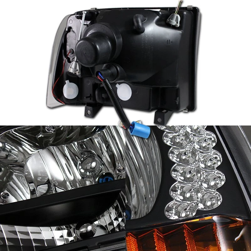 BLACK LED HEADLIGHTS W/AMER REFLECTOR FIT FORD EXCURSION F250/F350 SUPER DUTY - Image 3 of 4