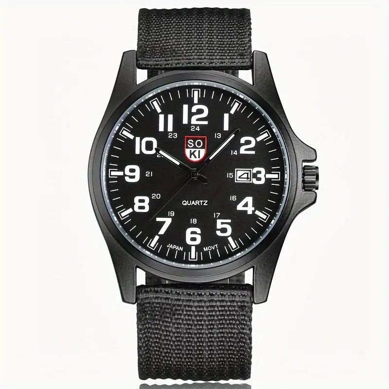 Casual Nylon Strap Number Date Quartz Wristwatch Fashion Watches